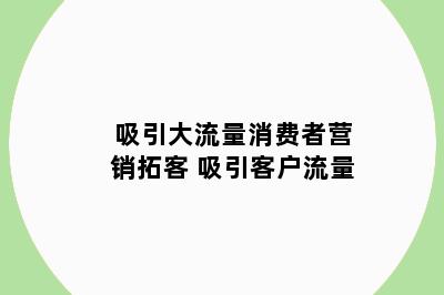 吸引大流量消费者营销拓客 吸引客户流量